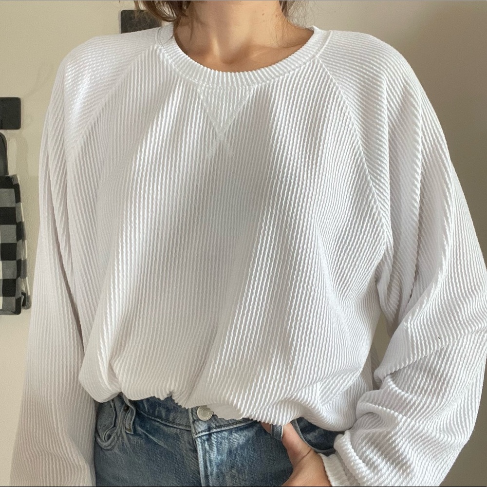 💛Hollister White Oversized Ballon Sleeve Sweater Latge